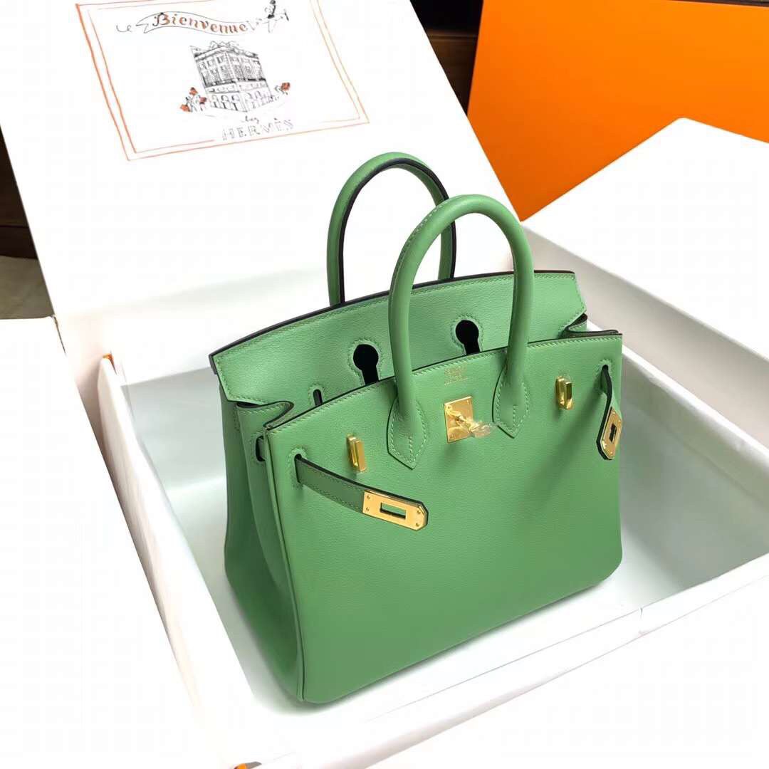 Hermes Birkin 25CM Swift Leather Handbag Apple Green